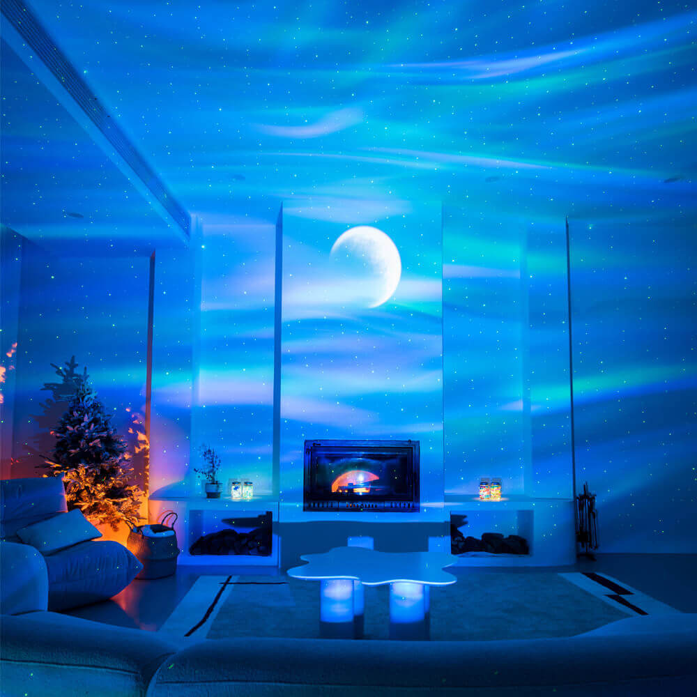 Projecteur ciel etoile aurore boréale, Projecteur galaxy aurore boreale,  Veilleuse étoilée au plafond de la chambre à coucher avec haut-parleur  bluetooth et bruit blanc,Cadeaux pour adultes et enfants : :  Luminaires et