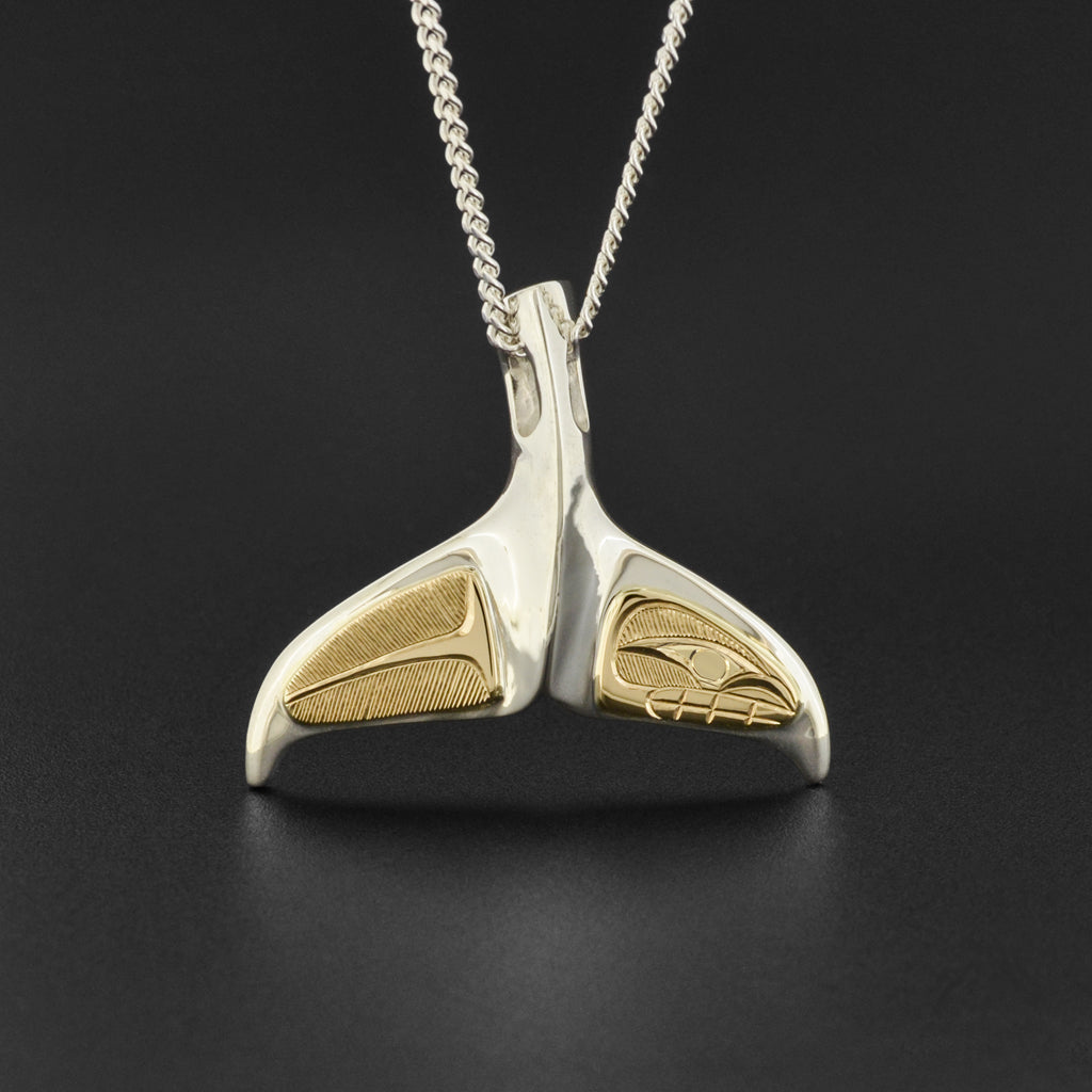 Whale Tail - Silver Pendant with 14k Gold – Lattimer Gallery