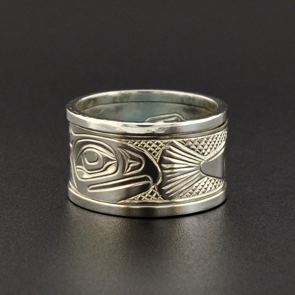 Salmon - Silver Spinner Ring – Lattimer Gallery