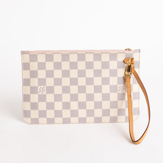 Louis Vuitton Neverfull Damier Azur Canvas Pochette Wristlet Pouch