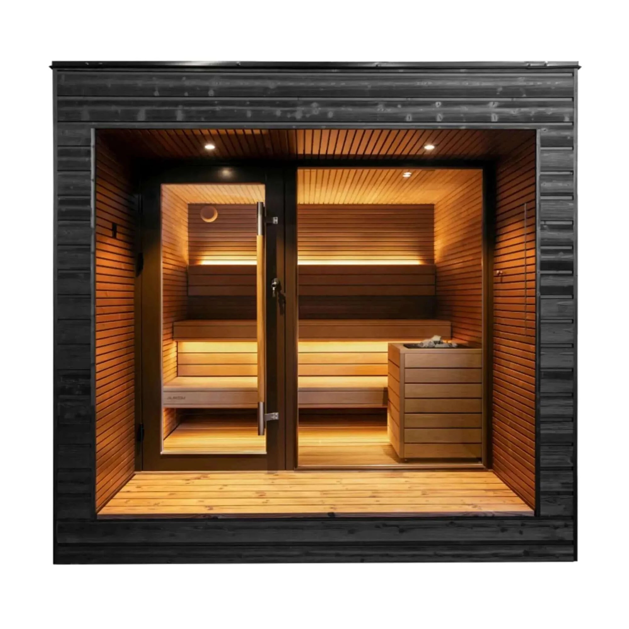 Mira L Outdoor Cabin by Auroom - Black Thermo-Spruce - Divine Saunas