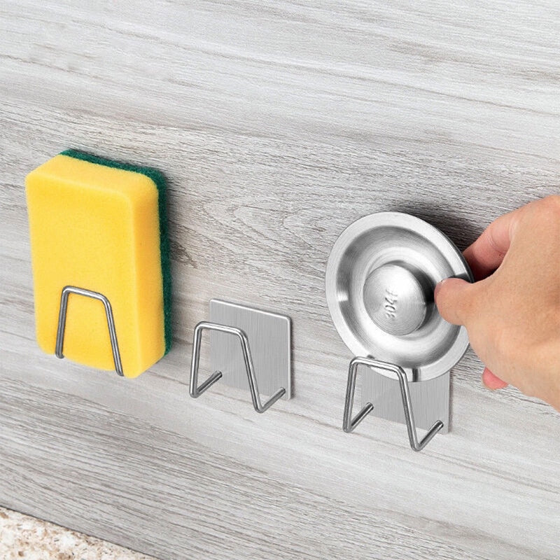 Kitchen Stainles Steel Sink Shelf Sponge Rack Self-adhesive Sink