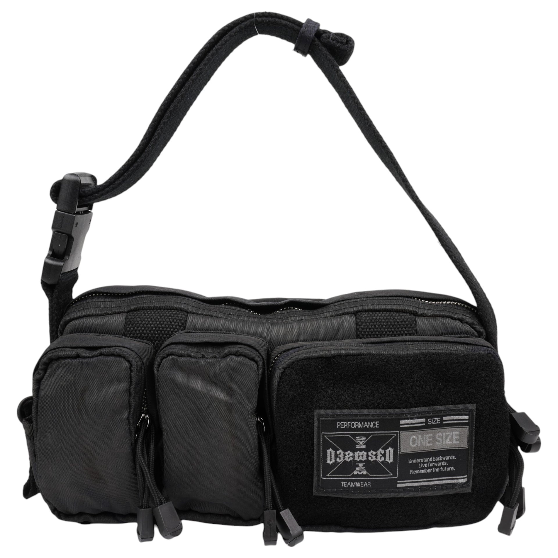 'TEAM' TAG SHOULDER BAG / BLACK