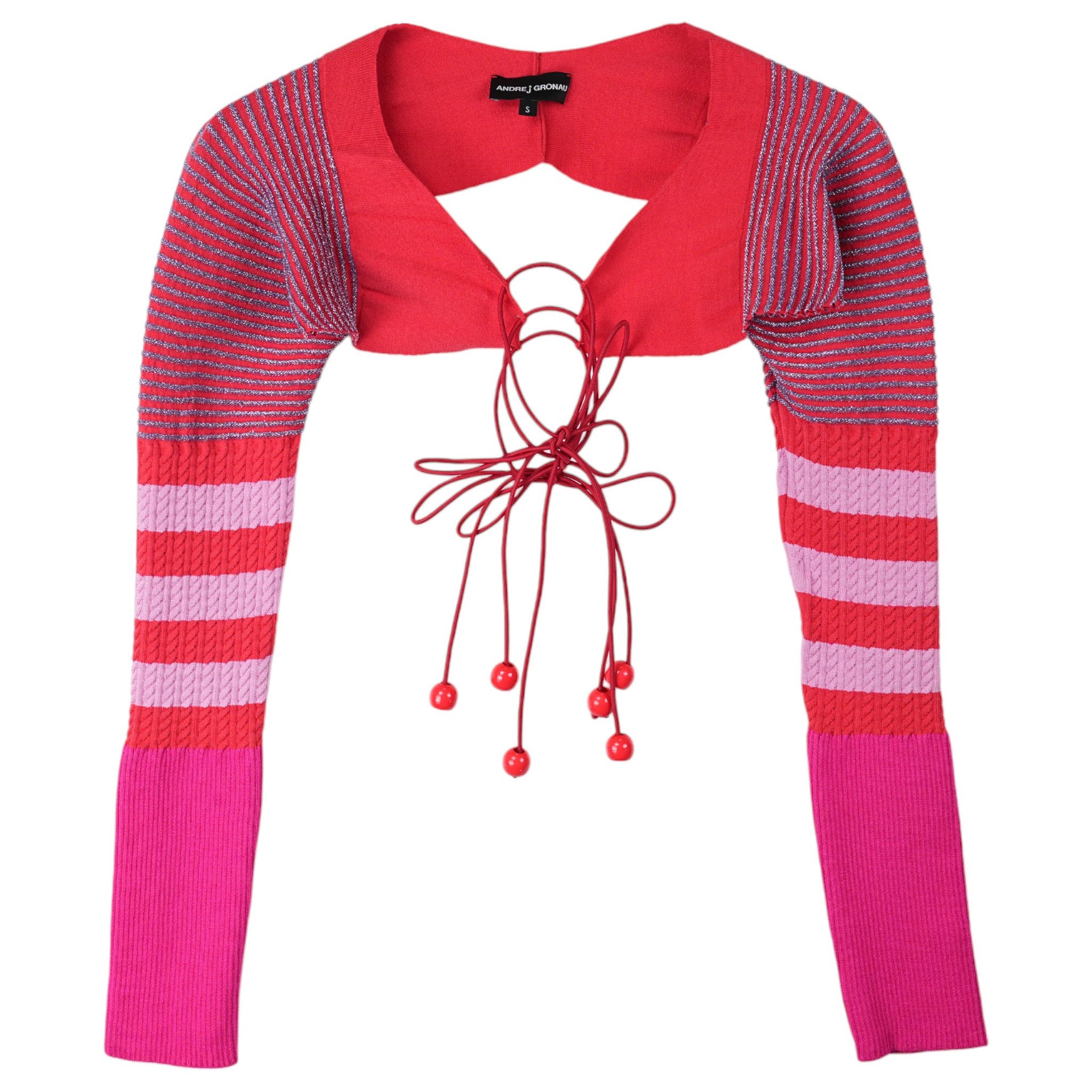 KNITTED BOLERO MICRO-TOP / RED/PINK
