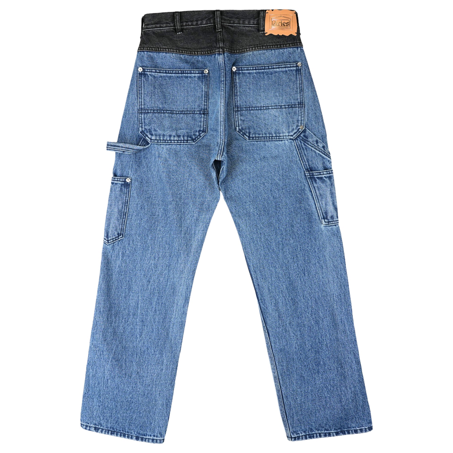 COLOURBLOCKED DENIM CARPENTER JEAN / BLACK/BLUE