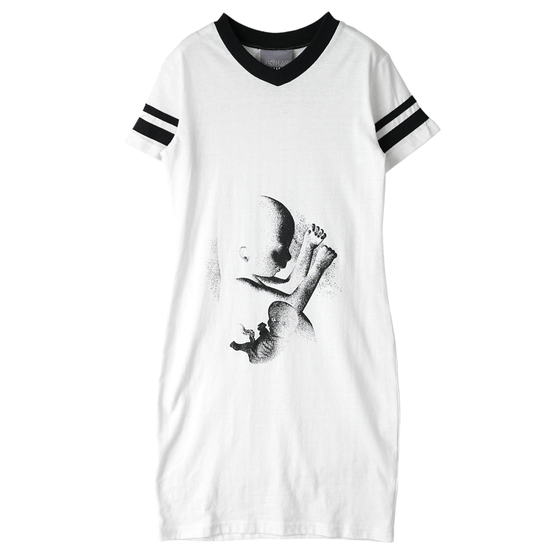 BABY VARSITY T DRESS / WHITE