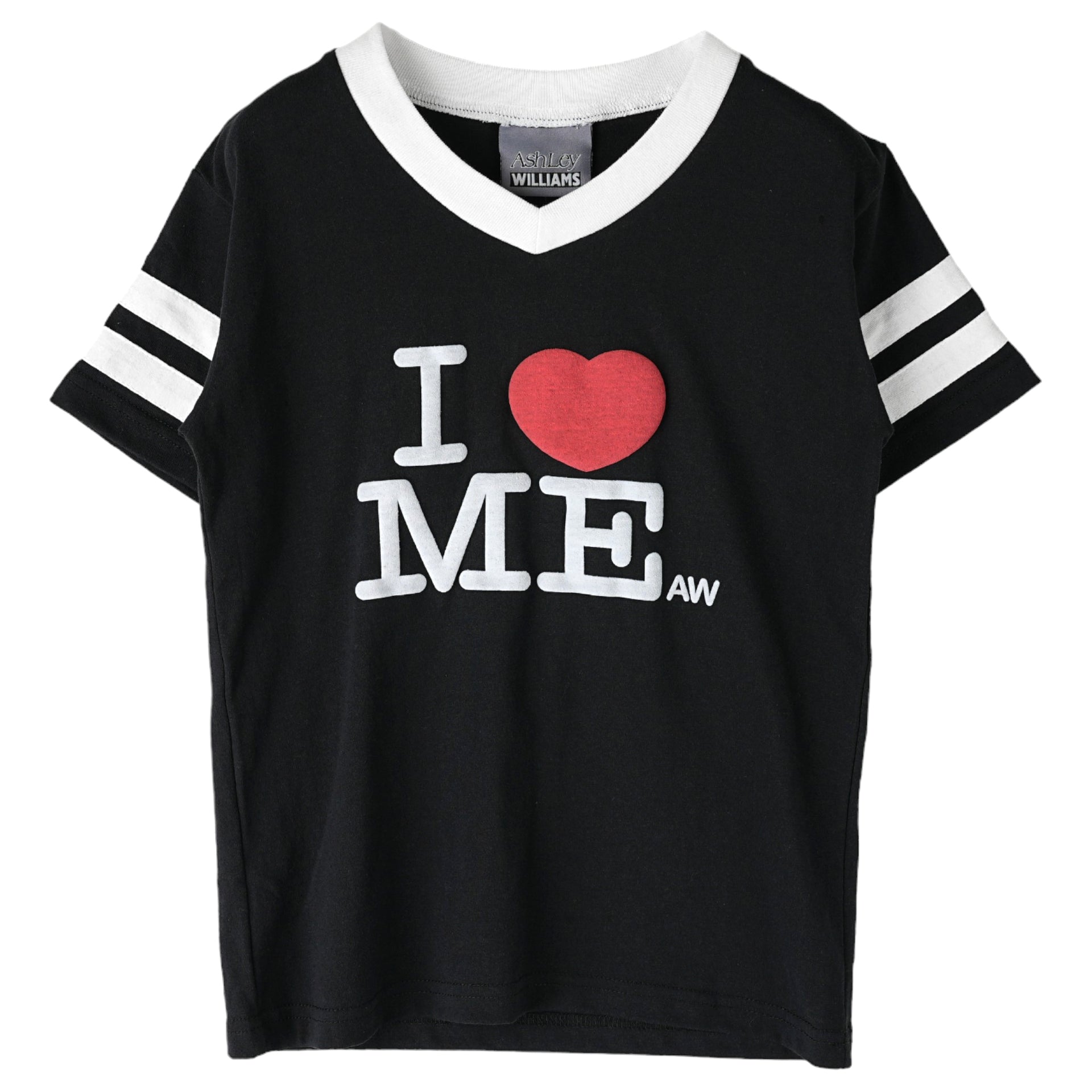 I HEART ME VARSITY BABY T / BLACK