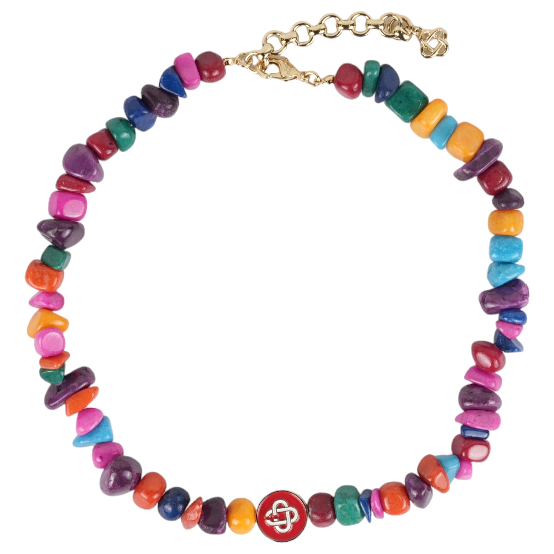 NIGERIAN PEBBLE STONE MONOGRAM NECKLACE / 112:MULTI