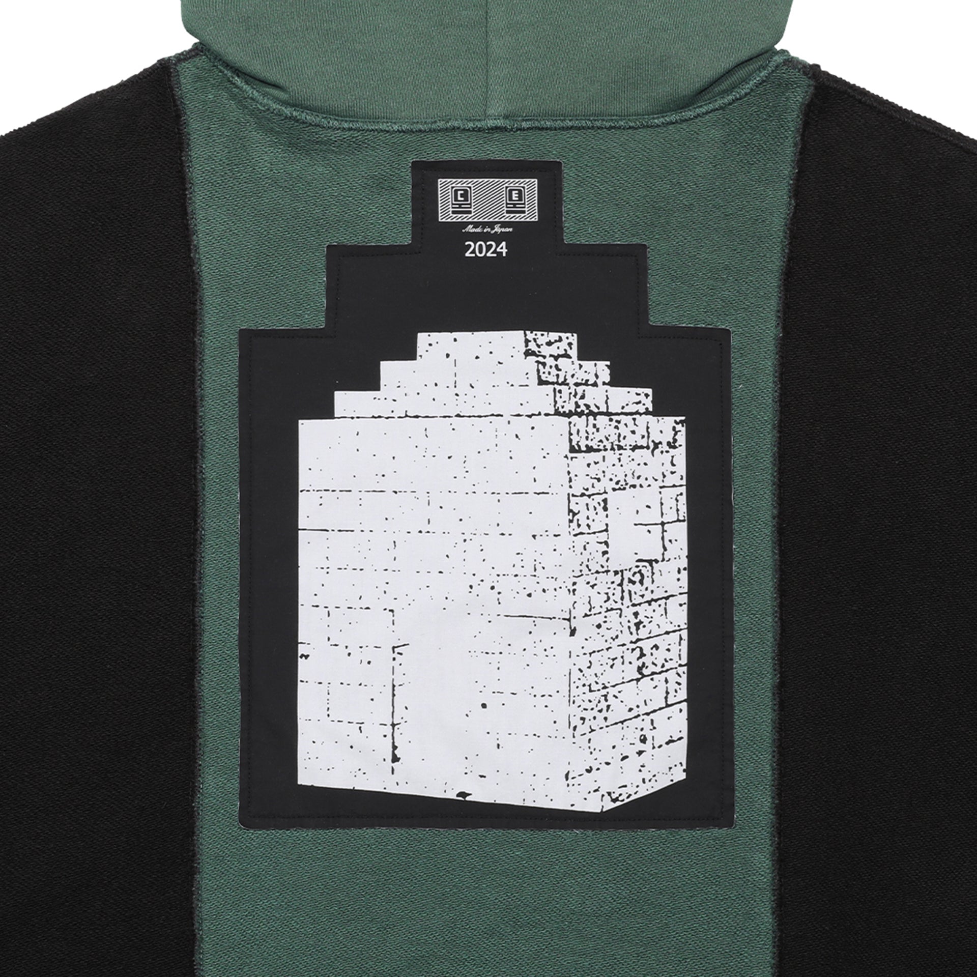 PANELLED TWO TONE HOODY / GREEN