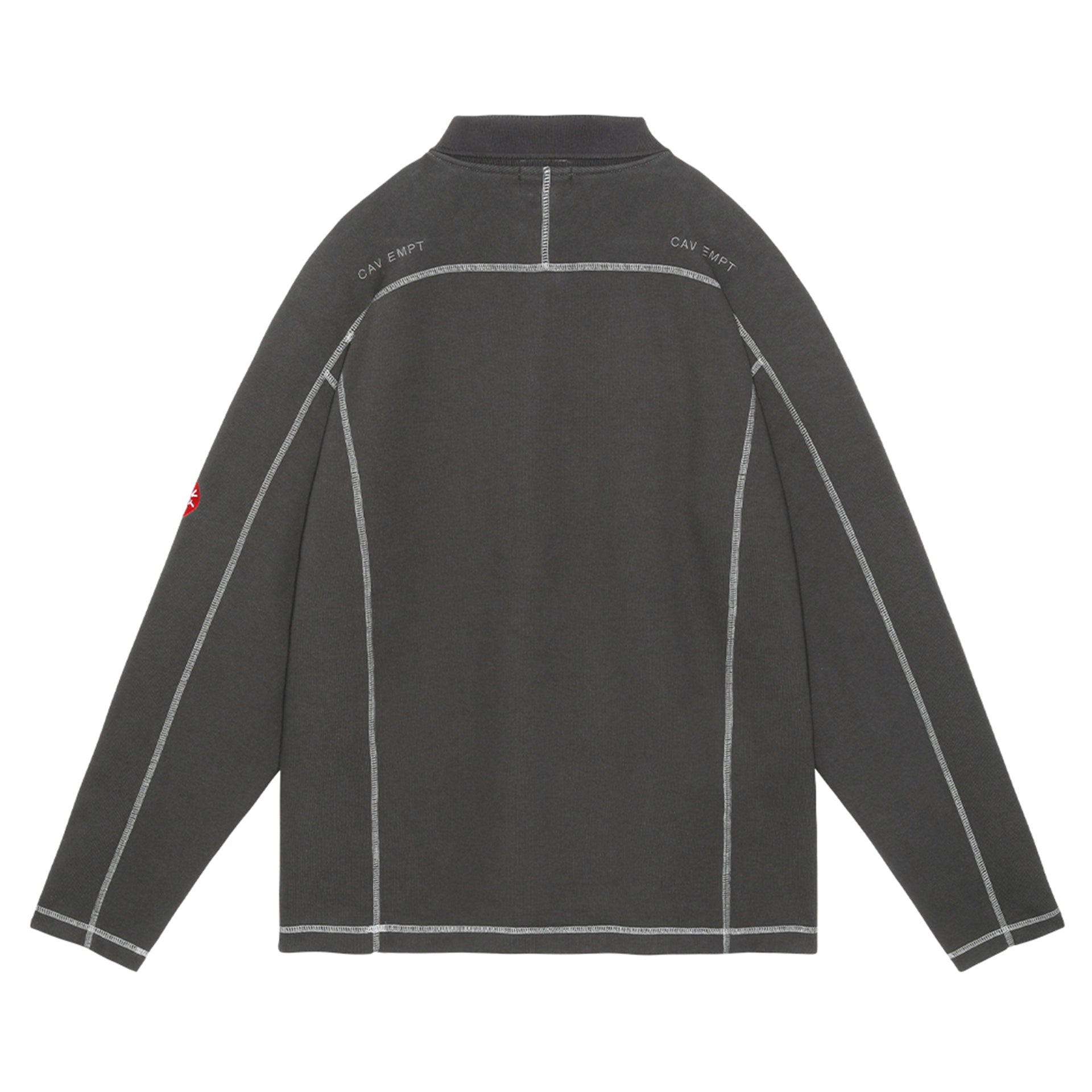 DBL KNIT LONG SLEEVE POLO / CHARCOAL