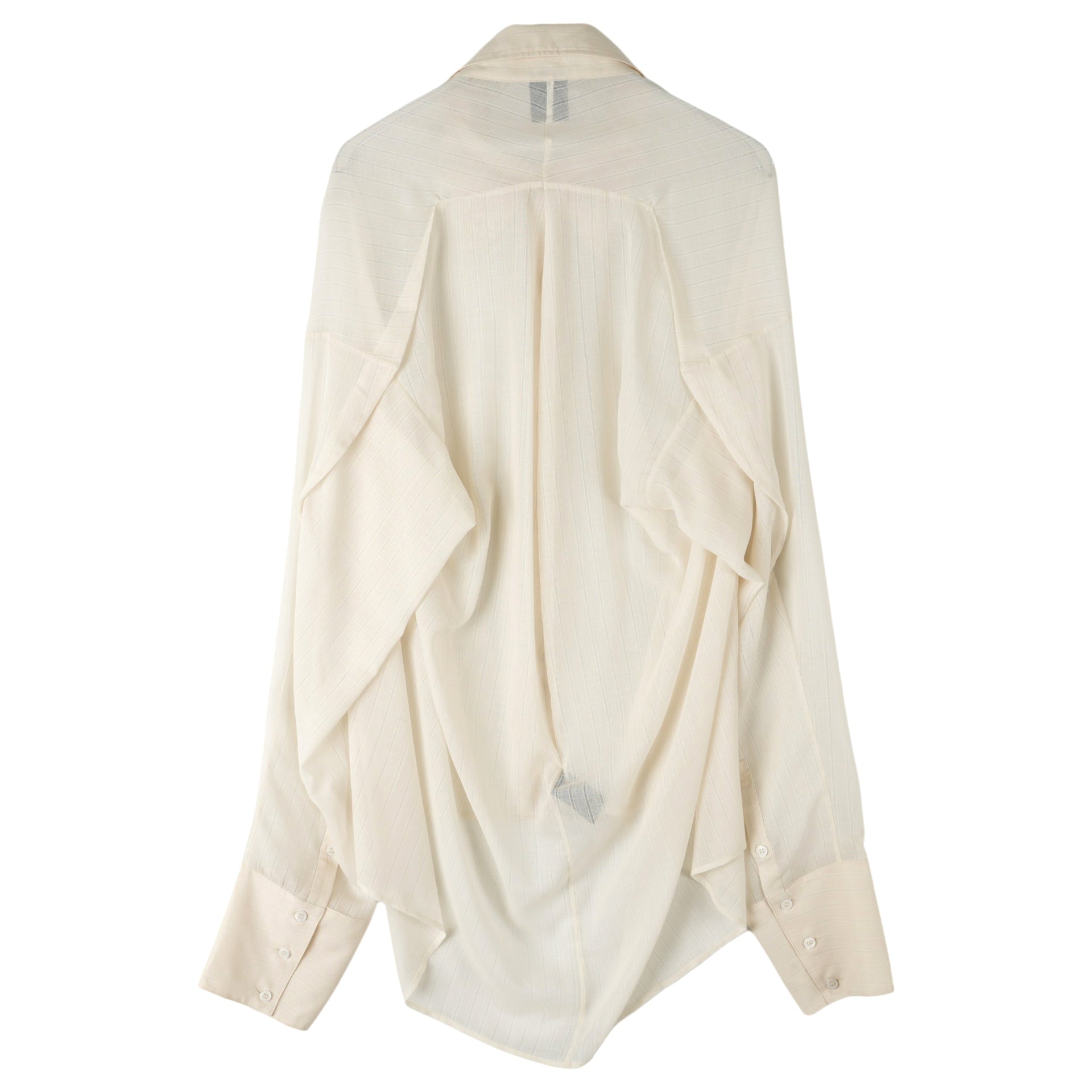 BACK DRAPE LONG SLEEVE BUTTON SHIRT / OFF-WHITE