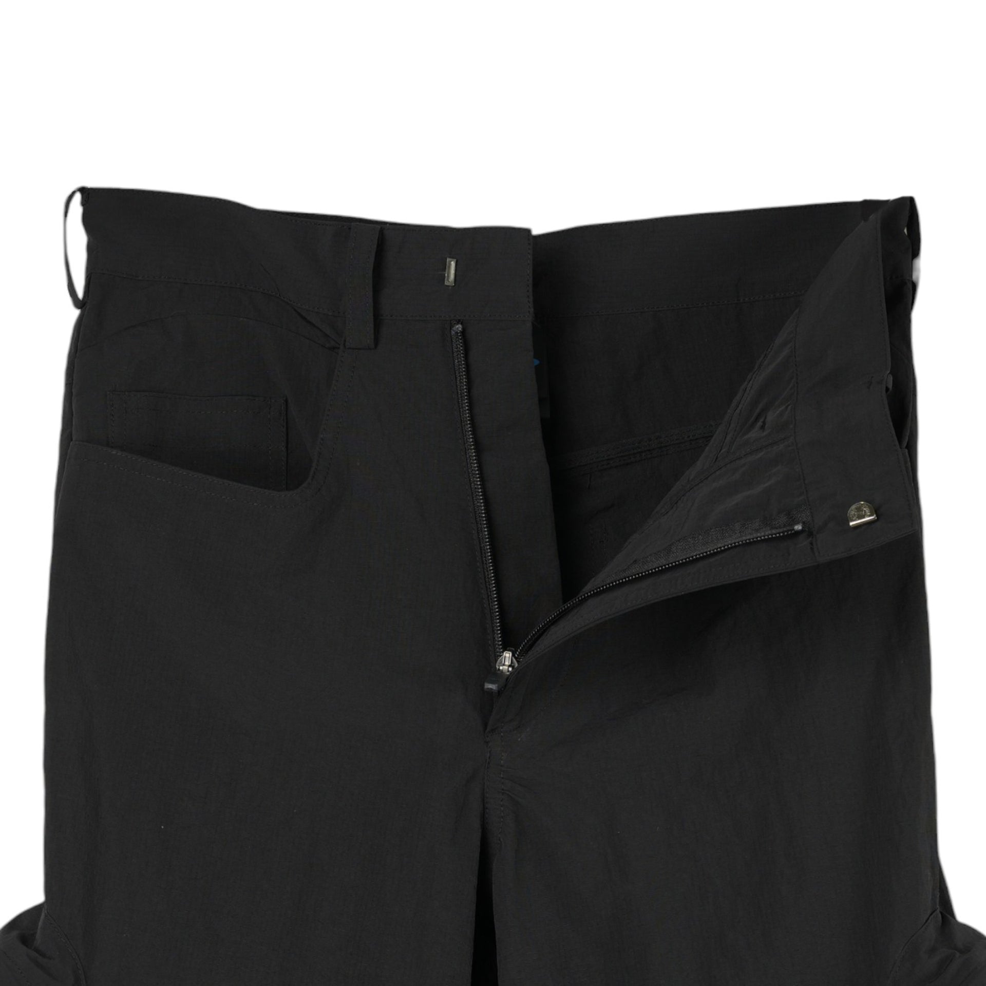 DISTRSSED CANVAS CONVERTIBLE CARGO TROUSERS / BLACK
