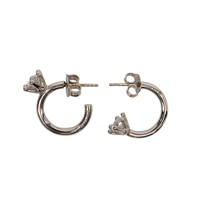 ASYMMETRICAL SOLITAIRE HOOPS / SILVER/WHITE | 198201111959 | GR8
