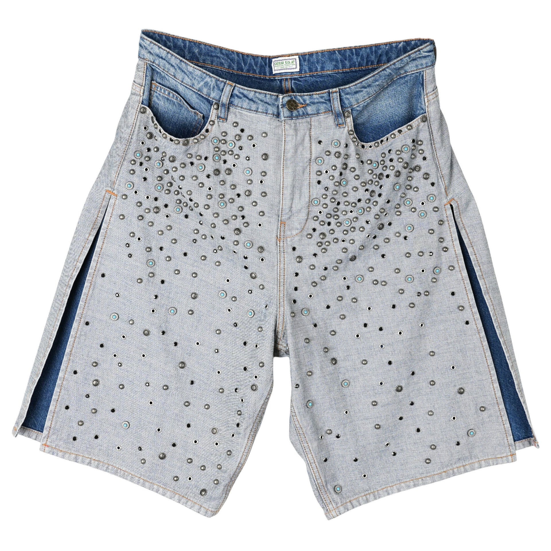 GUSA REVERSE DENIM SHORT / GUUI:GUSA USEDINDIGO