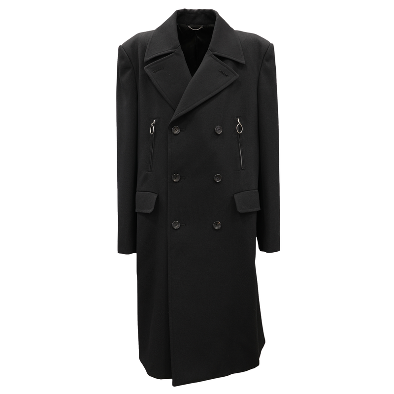 WOOL KERSEY DOUBLE BREASTED COAT / BLACK | 198201111959 | GR8