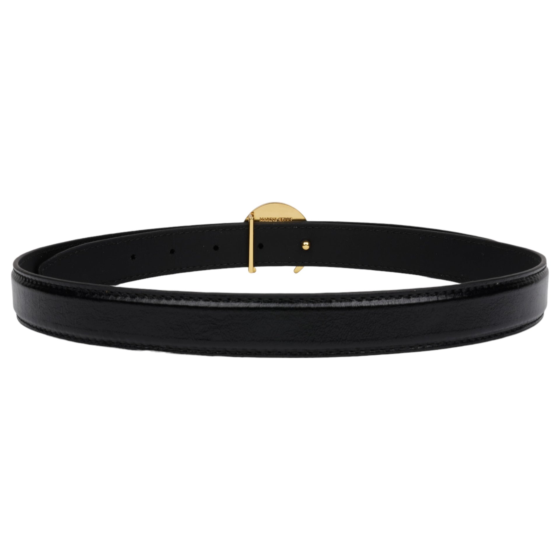RECYCLED LEATHER BUCKLE BELT / BK99:BLACK