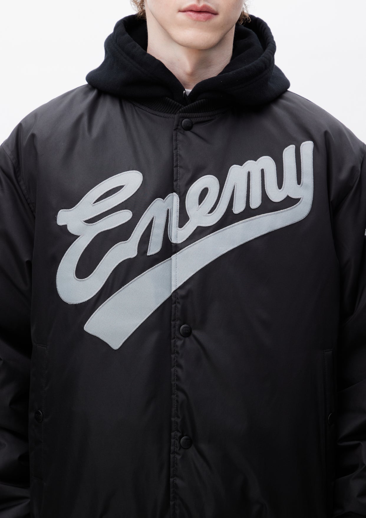 NH X PUBLIC ENEMY X MAJESTIC . BASEBALL JACKET / BLACK