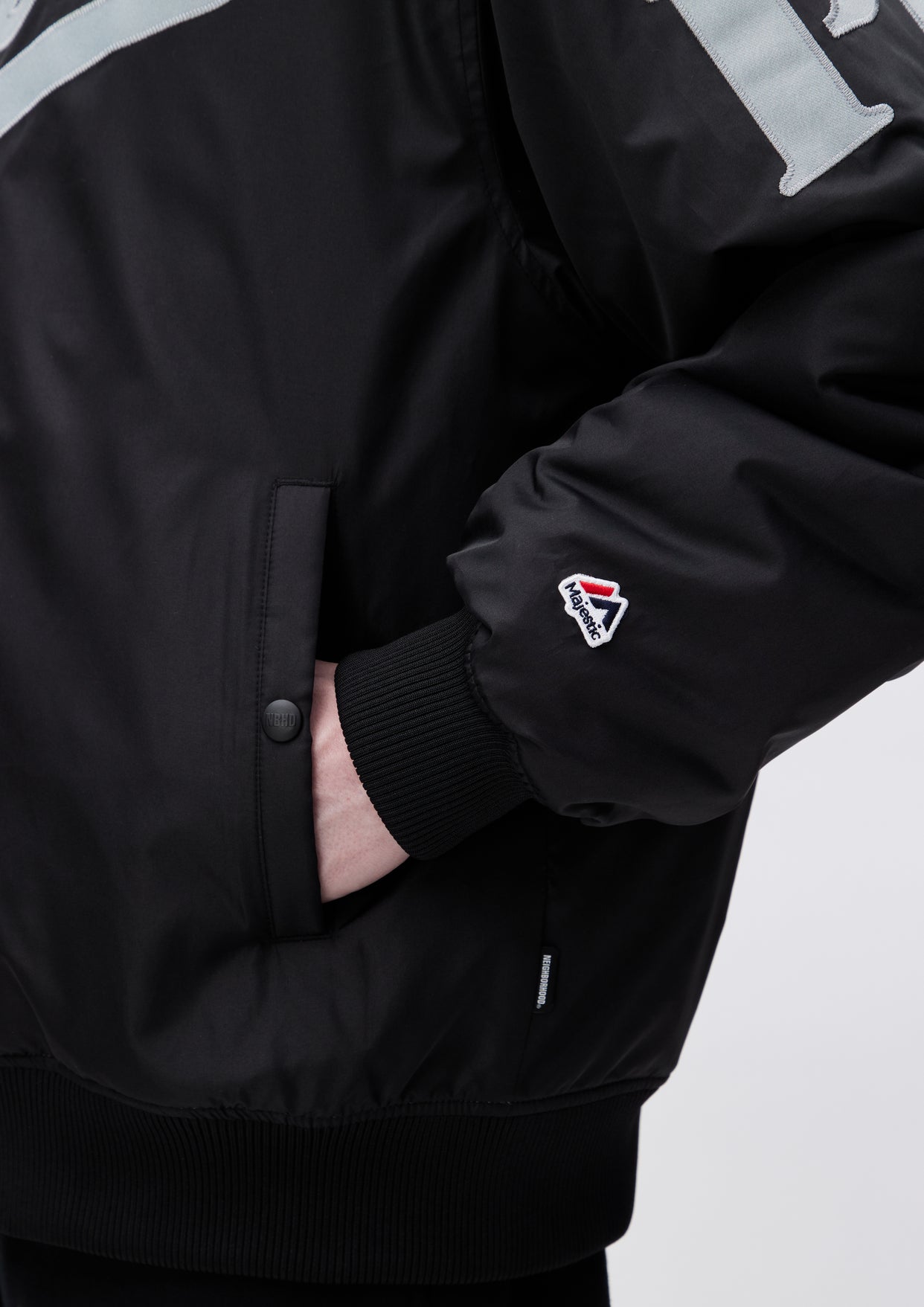 NH X PUBLIC ENEMY X MAJESTIC . BASEBALL JACKET / BLACK