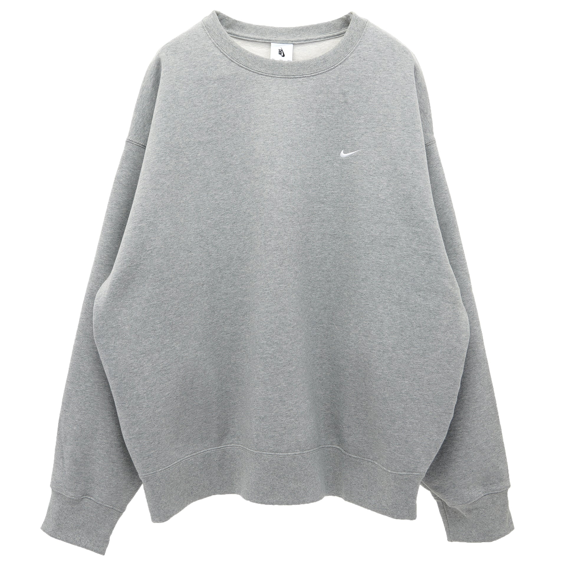 SOLO SWOOSH FLEECE L/S CREW / 063:DARK GREY HEATHER/WHITE