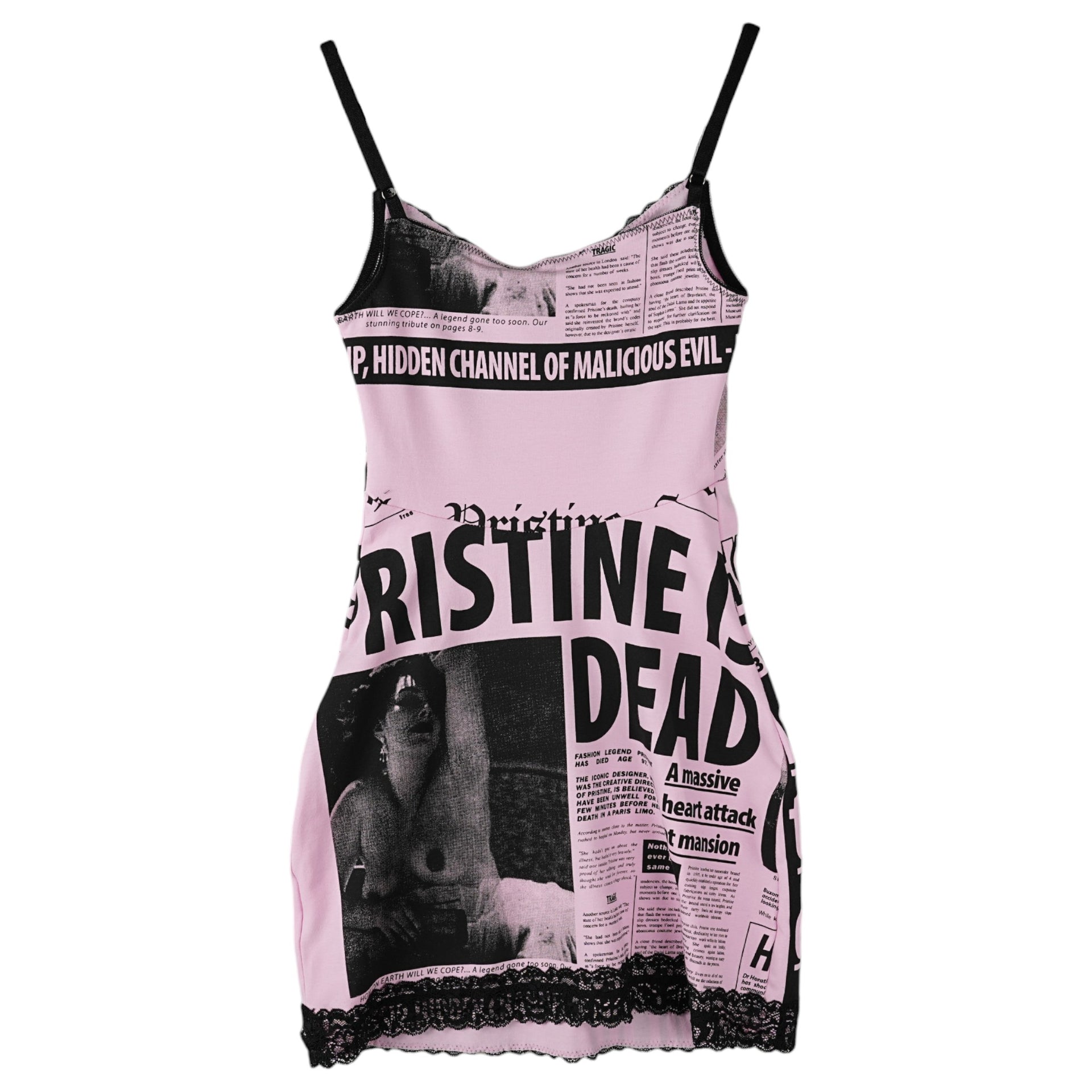 HEADLINER SLIP DRESS / PINK/BLACK