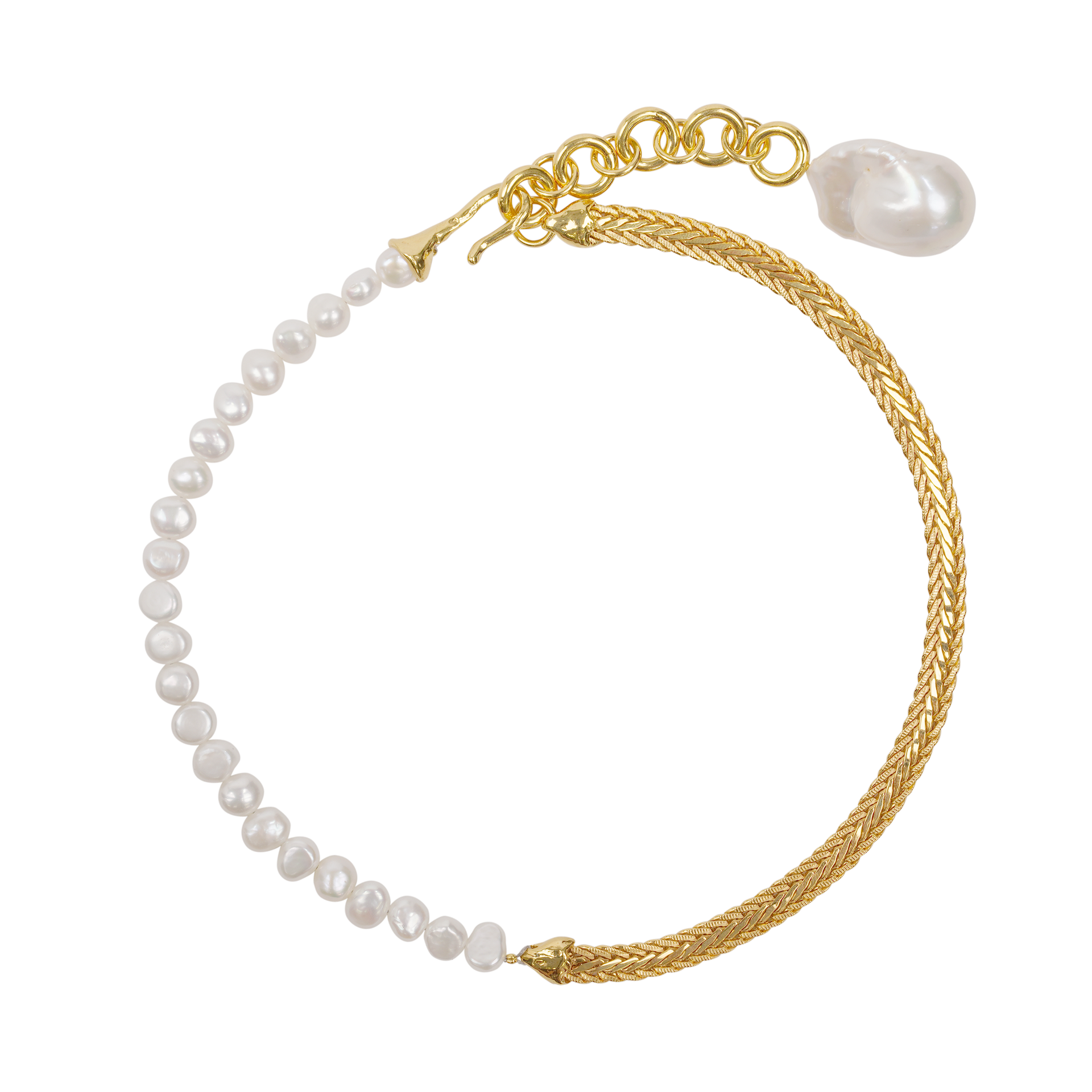 BAROQUE PEARL x FOX TAIL HALF CHARM NECKLA / WHITE