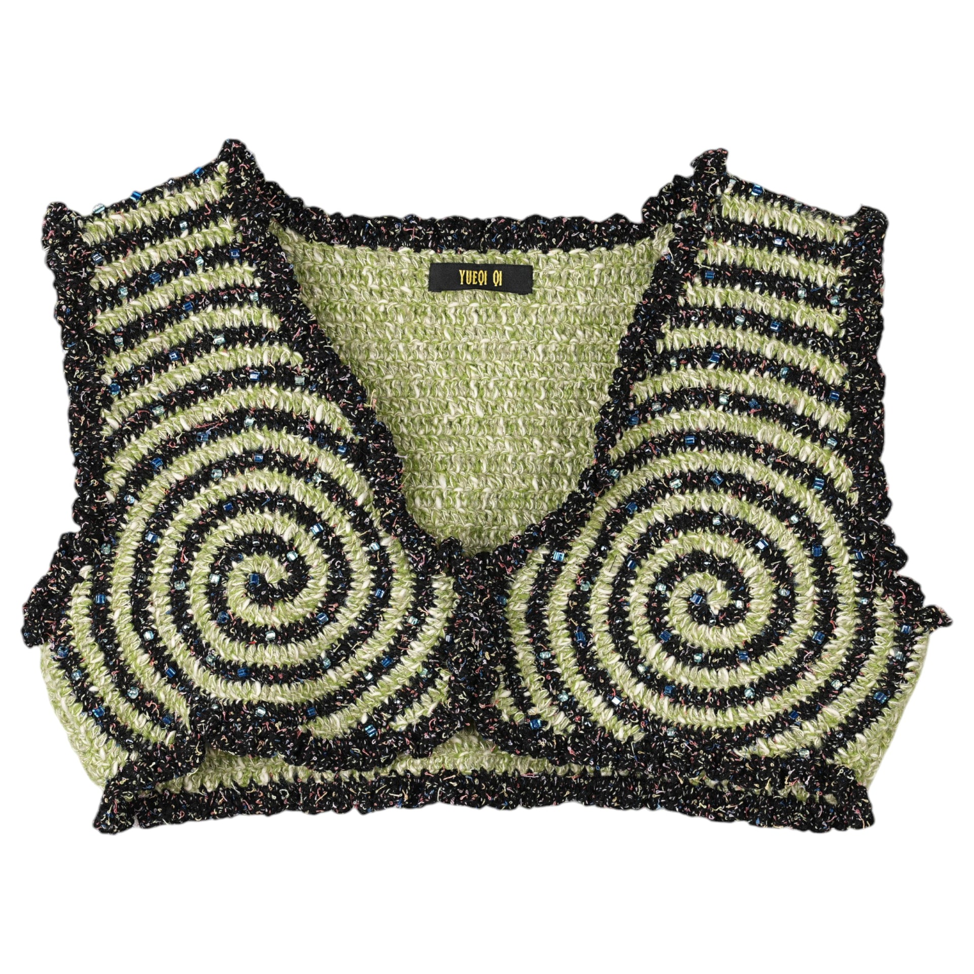 VERTIGO CROCHET TOP / GREEN/BLACK