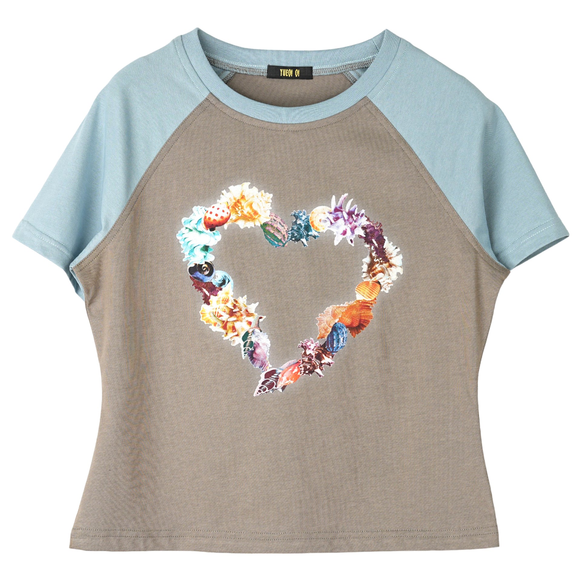 CONCH HEART T-SHIRT / BLUE/GREY