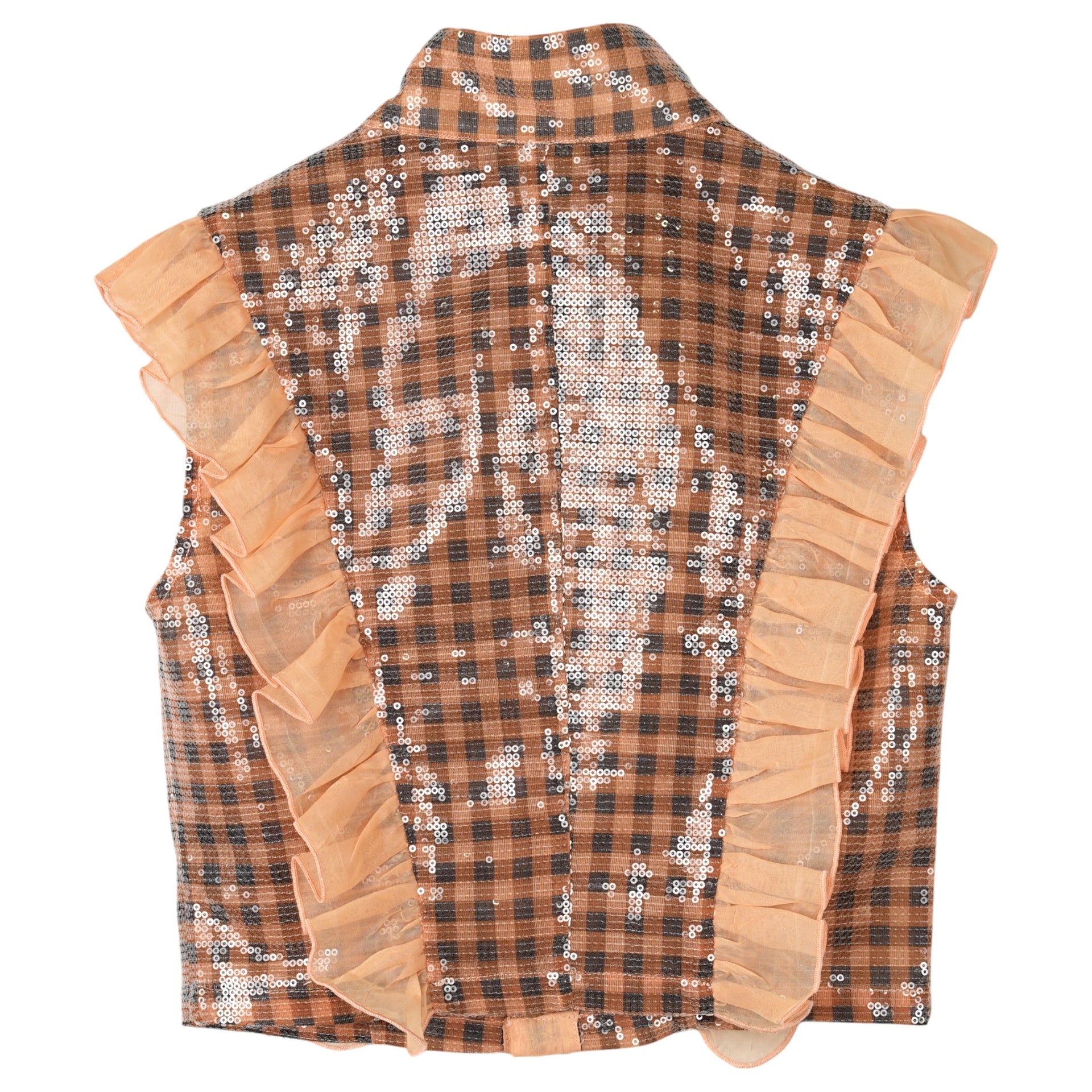 LASER CUT SEQUIN TOP / ORANGE