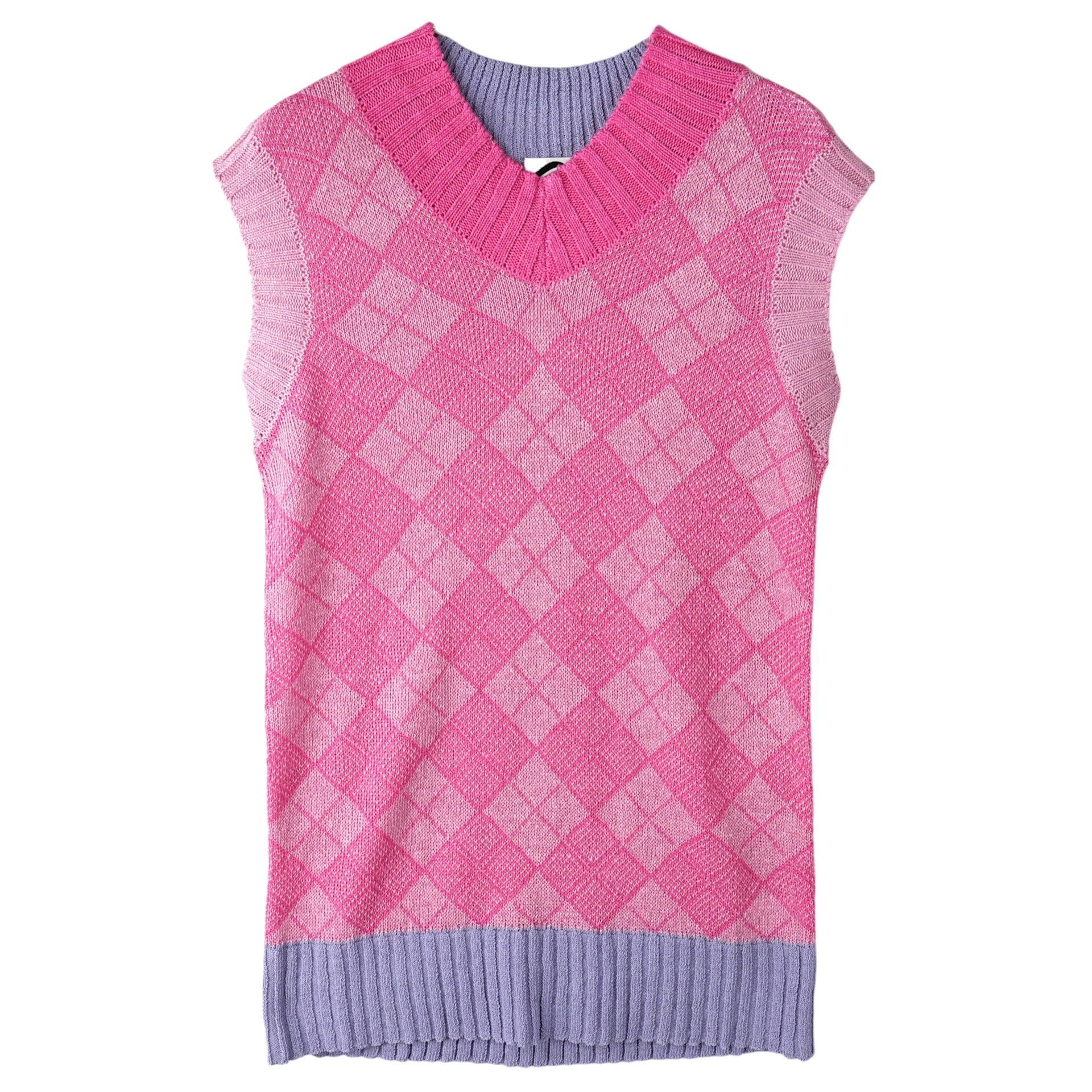 ARGYLE OS VEST / PINK