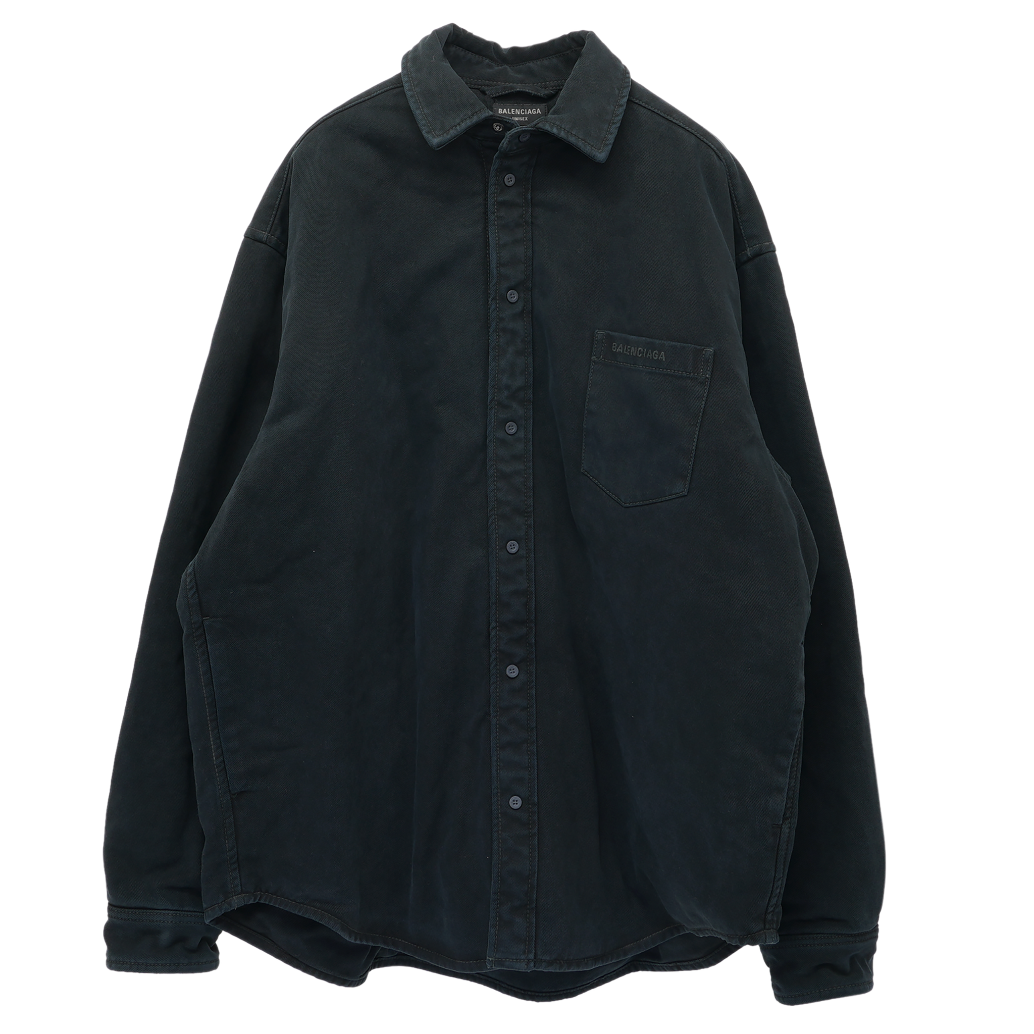 H＞BLACK DENIM BLEACH BUTTON DOWN SHIRT | gulatilaw.com