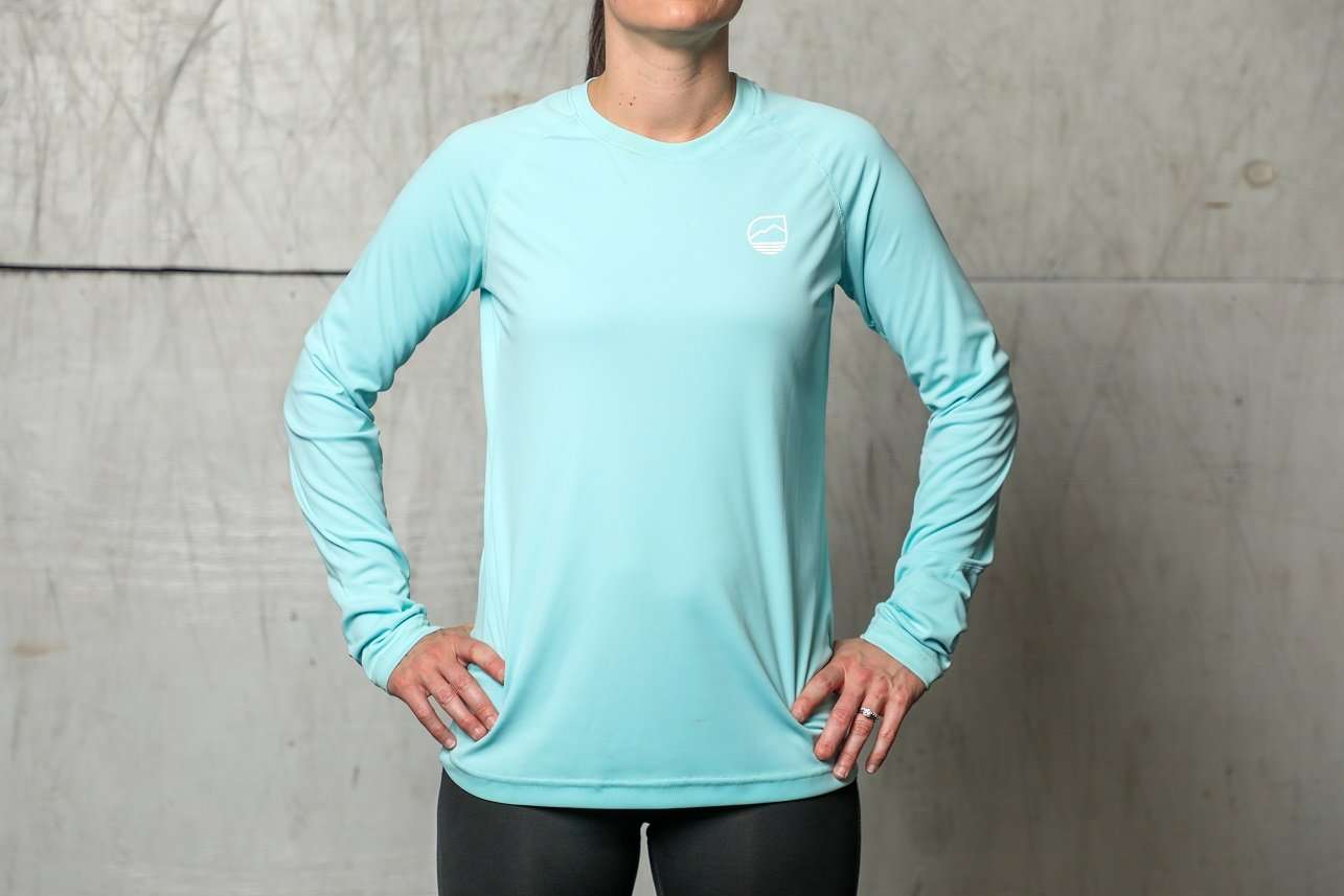 UPF 50 Womens Teal Polyester Long Sleeve