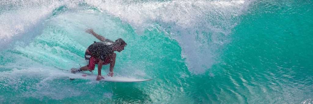 Surfer with rash guard UV shirt