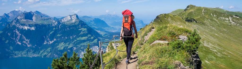 Woman hiking without sun protection