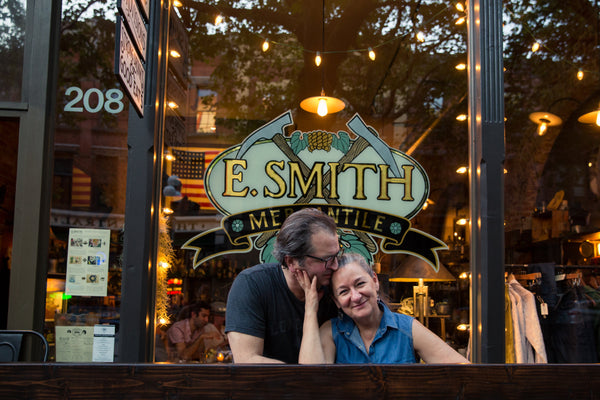 Rick and Kate outside of E Smith Mercantile in Seattle