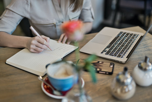 writing a memoir at a desk