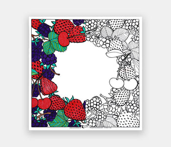 The half-colored summer-themed dry-erase board depicting berries.