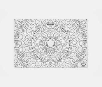 The back of the two-sided and washable Mandala Bimoo coloring placemat.