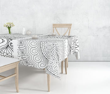 A table with the mandala Bimoo washable tablecloth for people living with dementia.