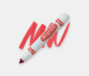 A red broad-line crayola marker.