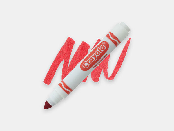 A red broad-line crayola marker.