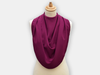 Protective pashmina bib to protect clothing while eating, in a burgundy color.