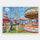 Simplified 35-piece puzzle of families at a summer town fair with a ferris wheel and a merry-go-round.