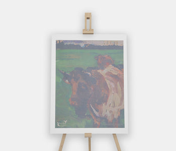 Accessible art water reveal canvas depicting rural cows, made for people living with mid to late stage dementia.