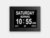 12 alarm Calendar Clock with a black frame made to help with the autonomy of people living with dementia.