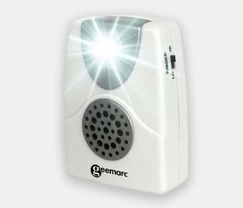 Front of the ringer amplifier for corded home phones with its light signal activated.