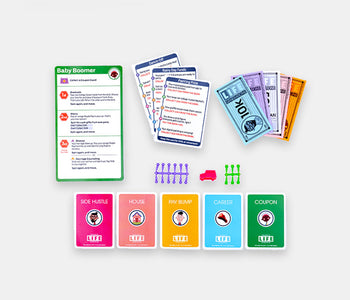 Examples of the game components included in The Game of Life of Generation designed also for older adults.