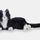 The tuxedo companion cat from Joy for All, for people living with dementia, laying on its side.