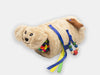 The cream puppy Twiddle sensory sleeve for people living with dementia with fidgety hands.