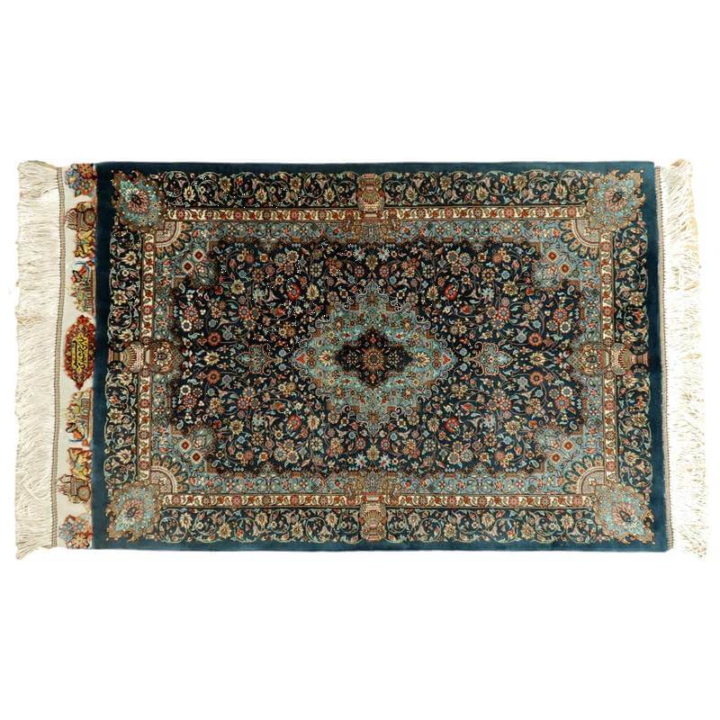 高級ペルシャ絨毯クム、シルク100％ 93×60cm（FS-2106） – ギャッベ