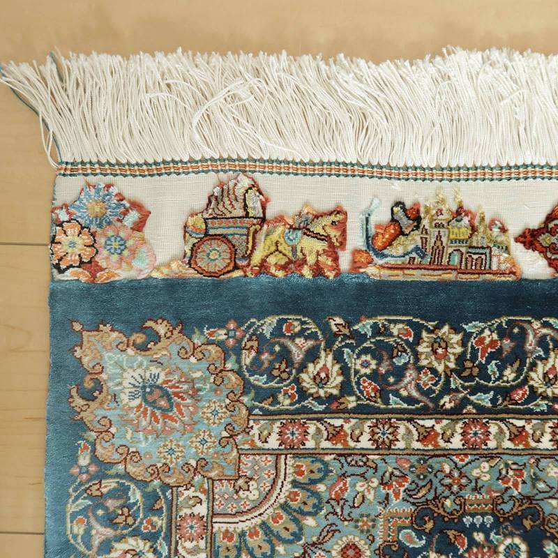 高級ペルシャ絨毯クムシルク100％拡大写真